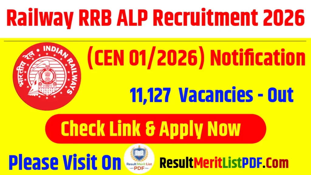 Railway RRB ALP Recruitment 2026 (CEN 01/2026) Notification Released for 11,127 ALP Vacancies